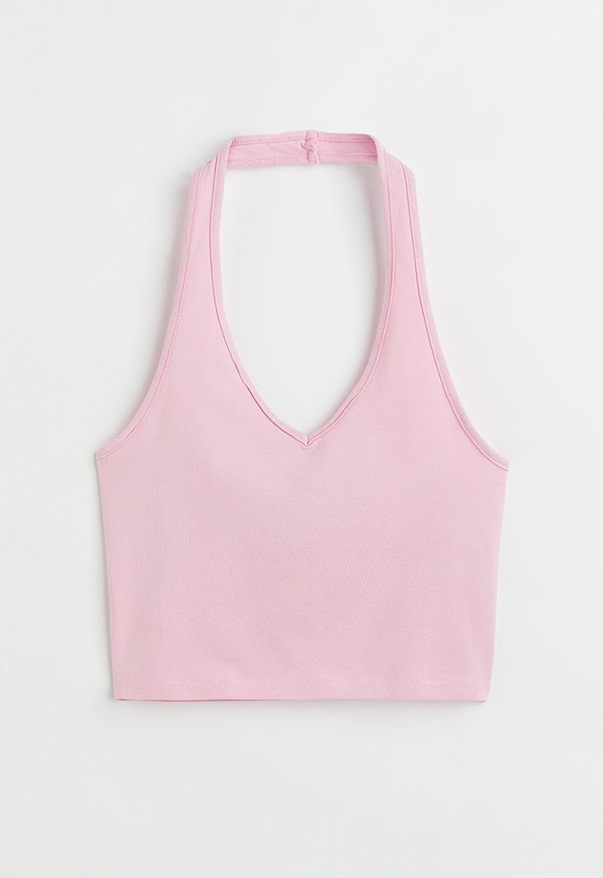 H&M - Halterneck v-neck top - light pink 