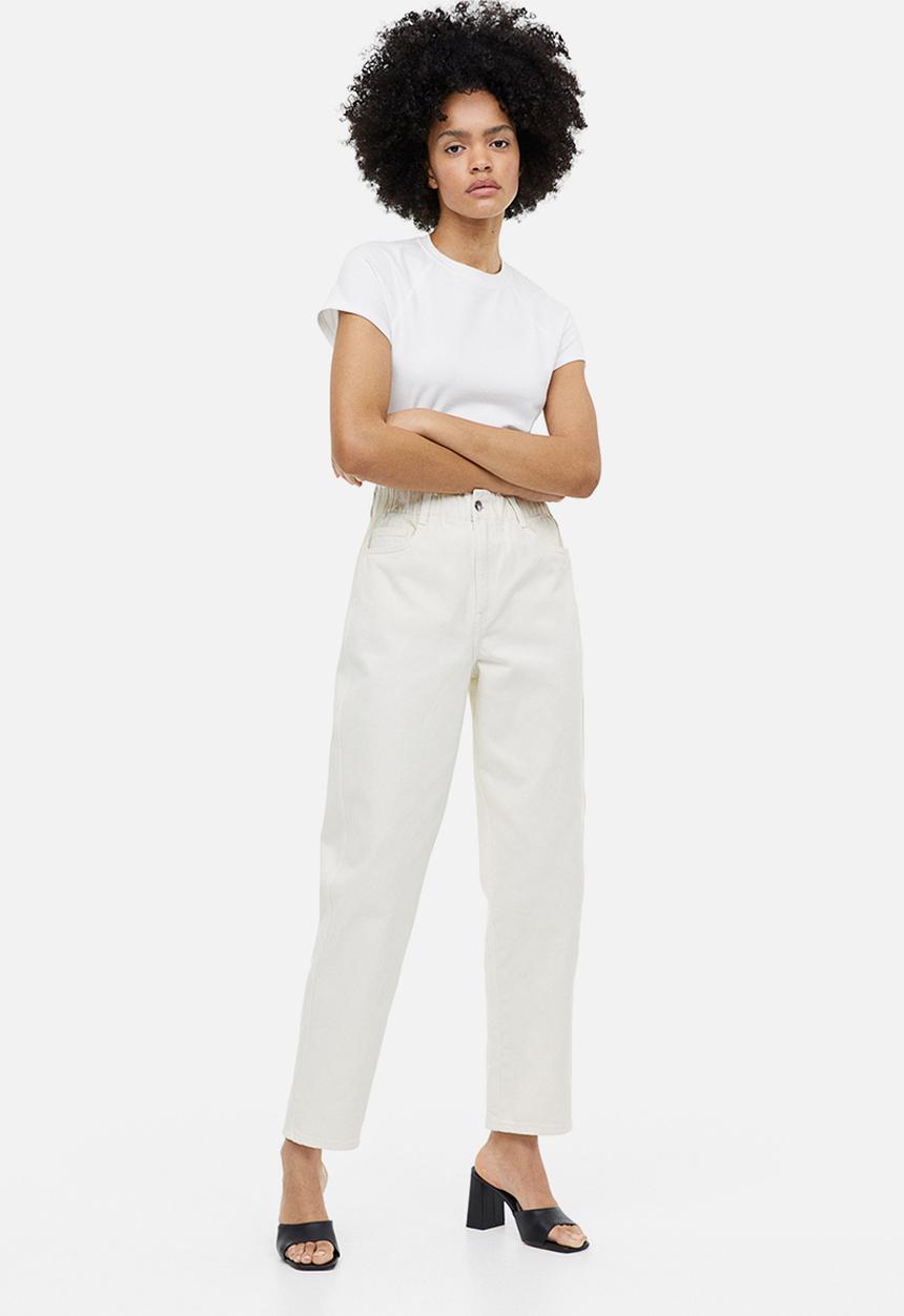 H&M - High waist twill trousers - cream