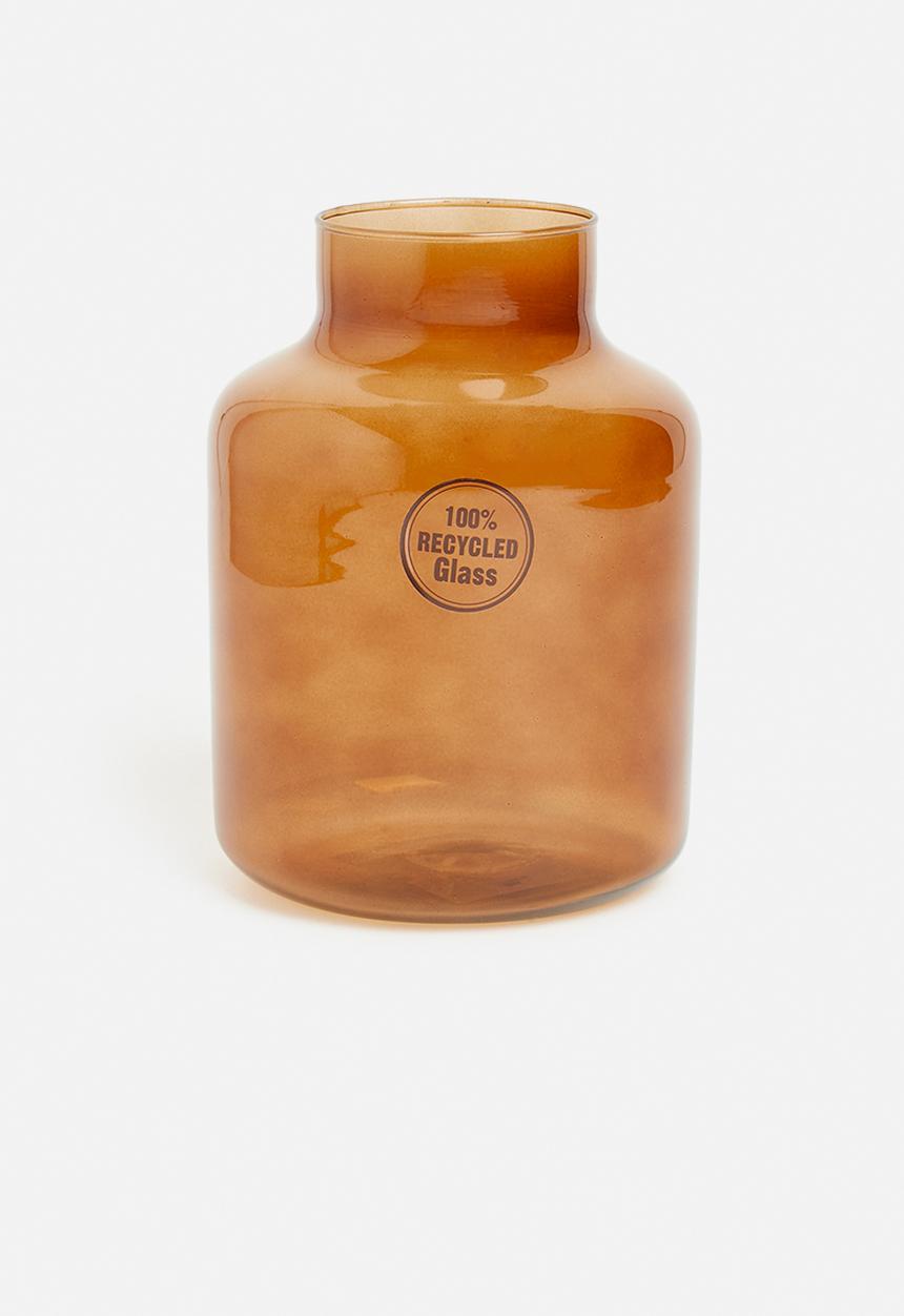 H&S - Funnel recycled glass vase - amber