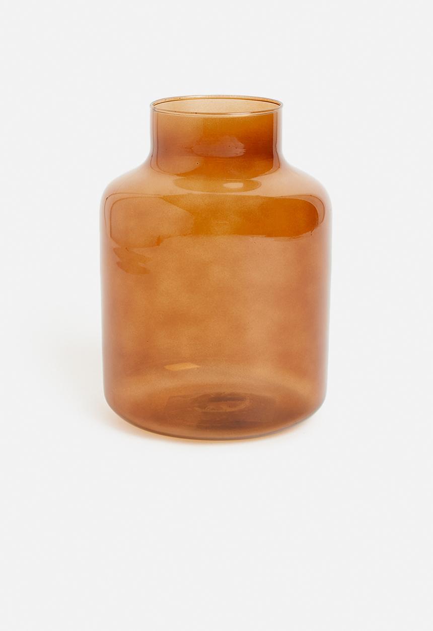 H&S - Funnel recycled glass vase - amber