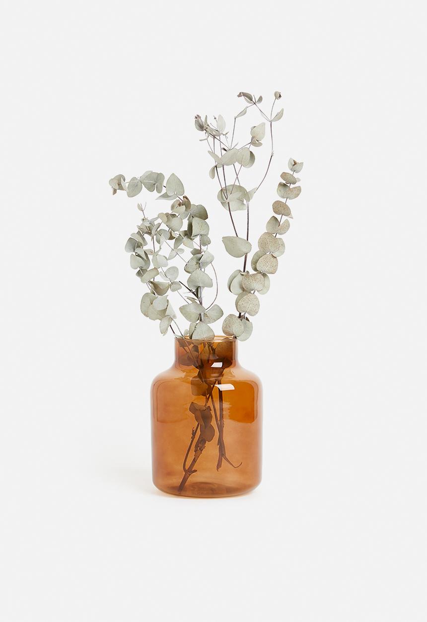 H&S - Funnel recycled glass vase - amber