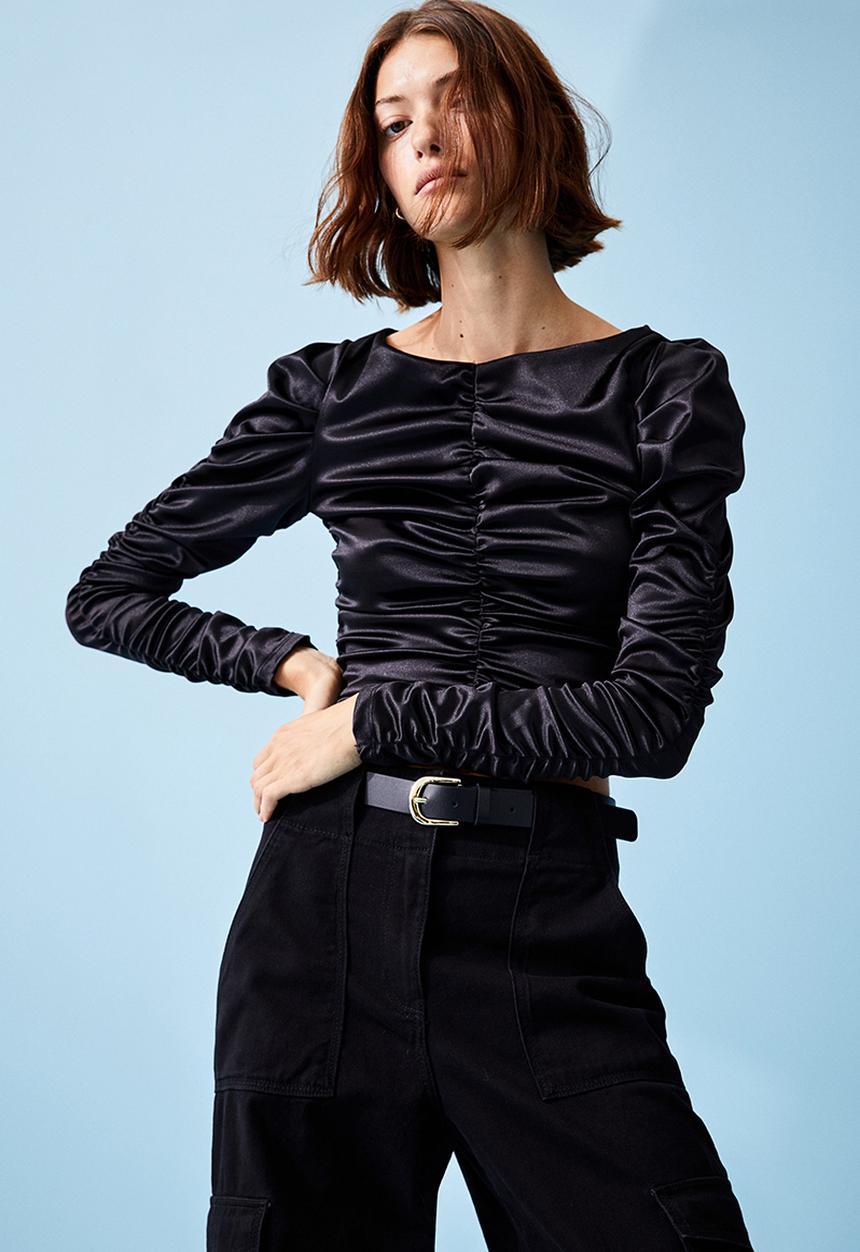 H&M - Gathered top - black