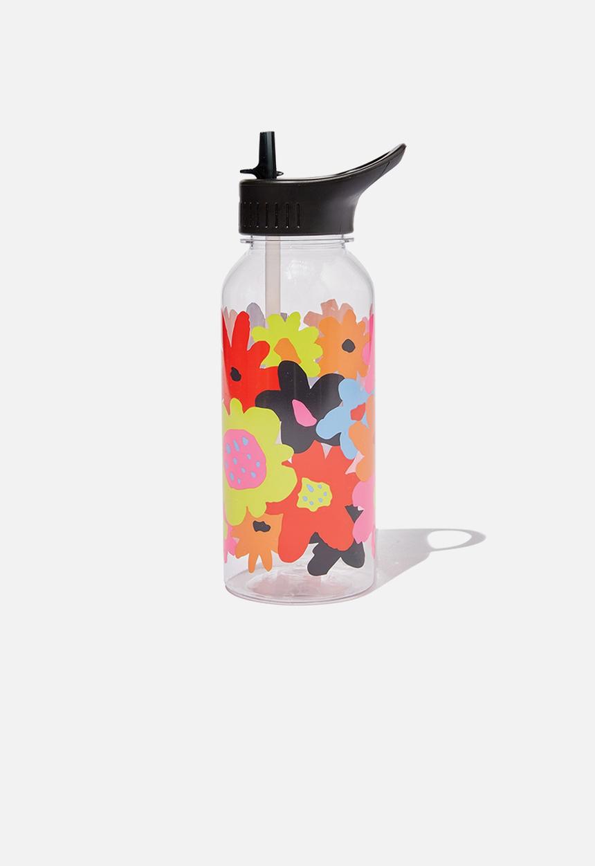 Typo - Drink it up bottle - overlap floral maximalist neon