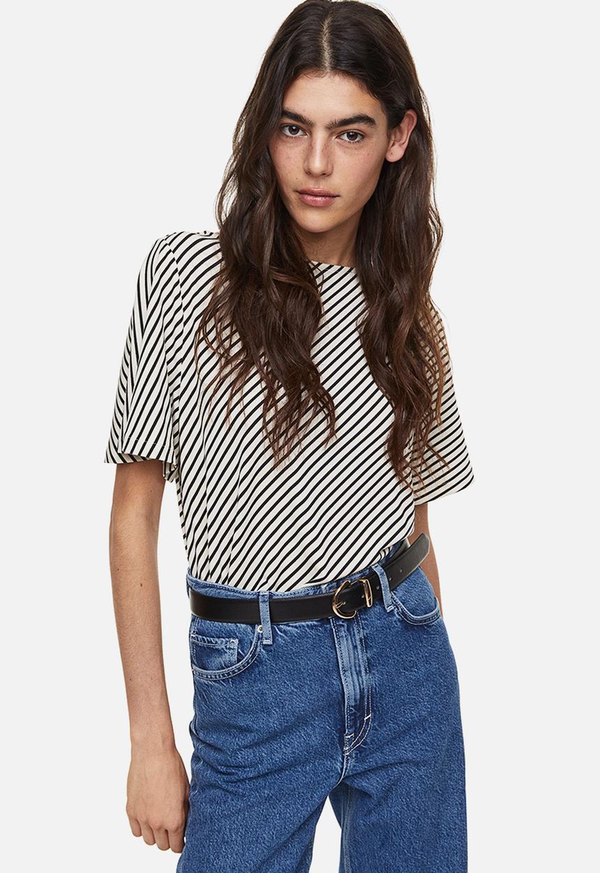 H&M - Jersey top - cream striped 