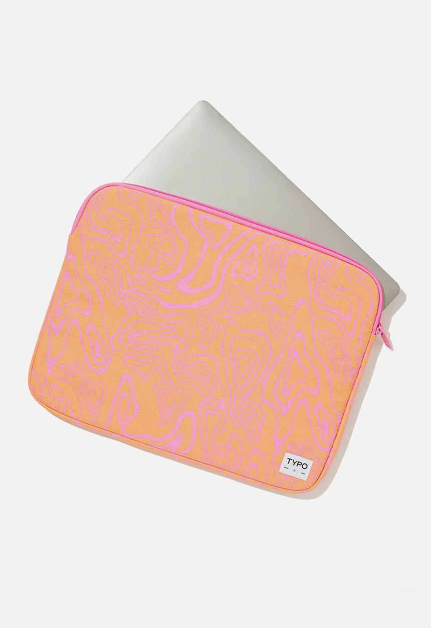 Typo - Take me away 15 inch laptop case - topograph apricot