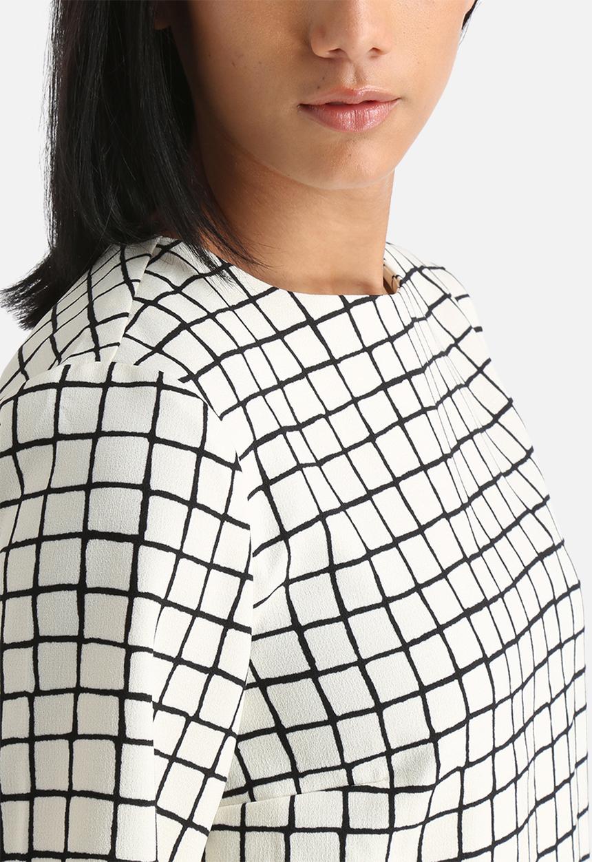 Influence. - Grid Print Pocket Shell Top