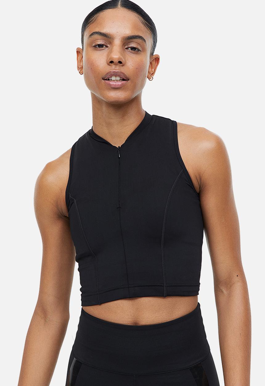 H&M - Drymove™ cropped sports top - black