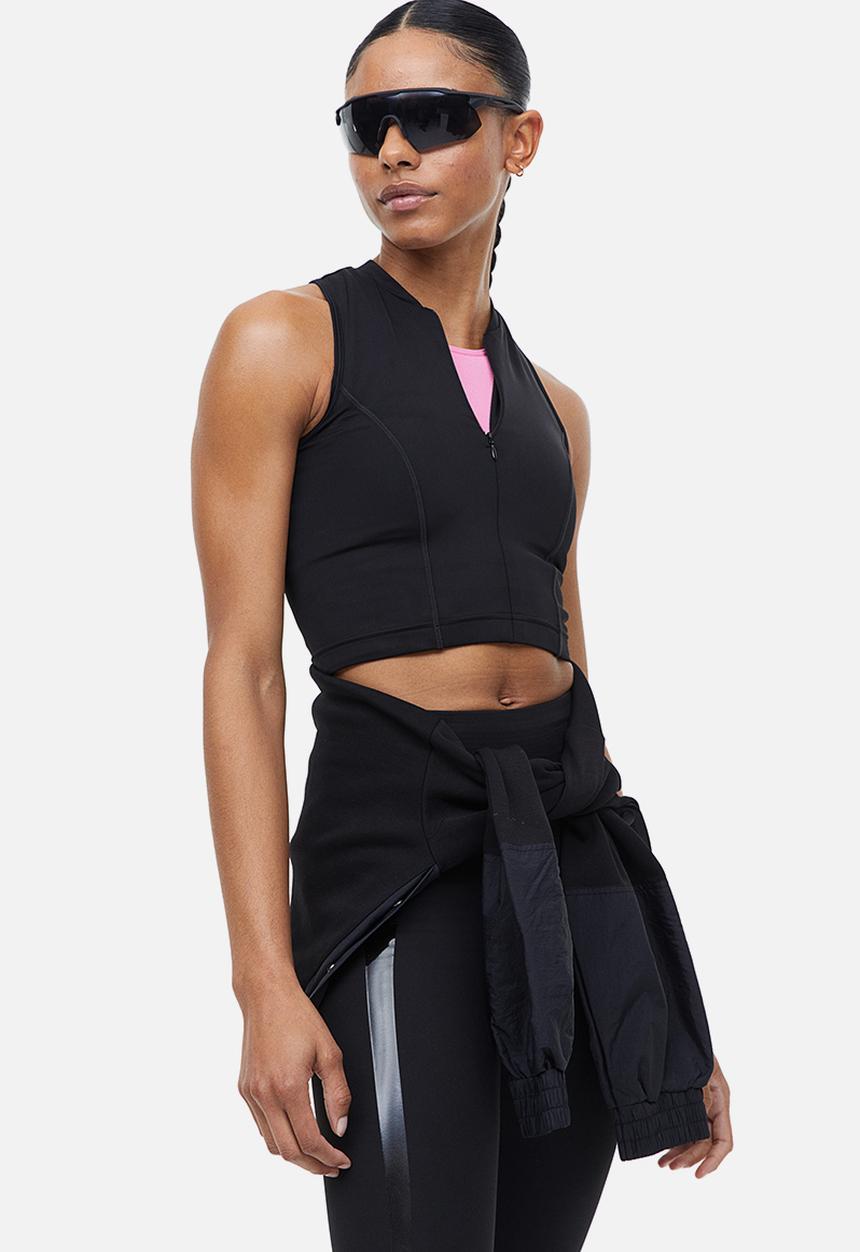 H&M - Drymove™ cropped sports top - black