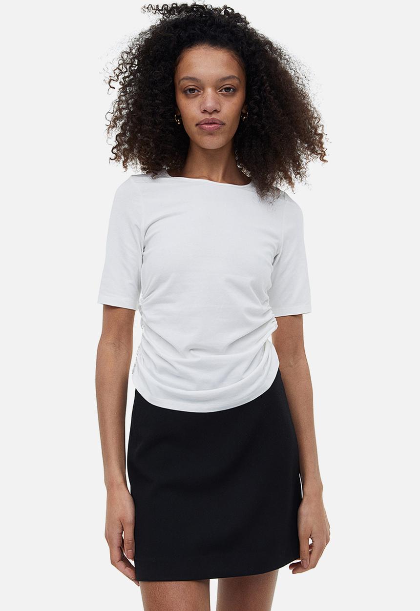 H&M - Gathered jersey top - white