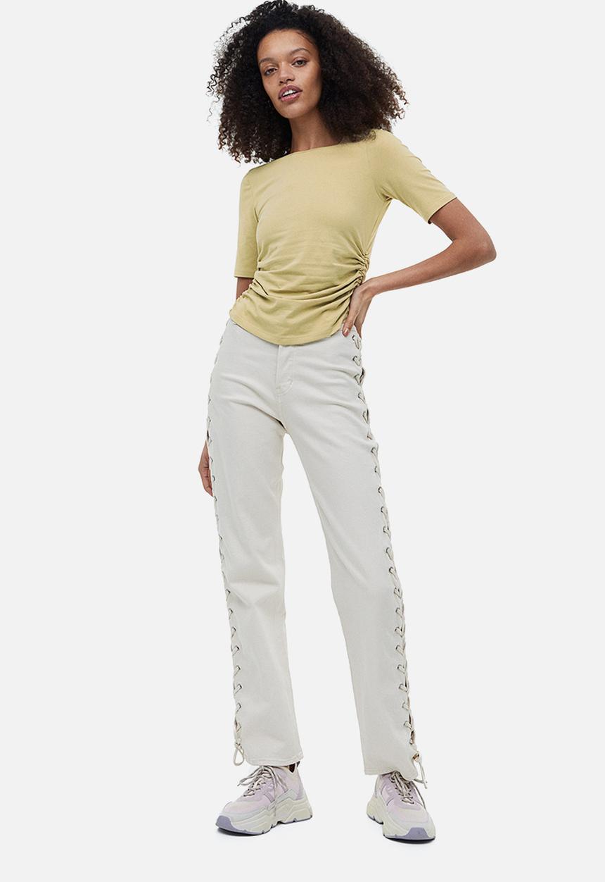 H&M - Gathered jersey top - light pistachio green