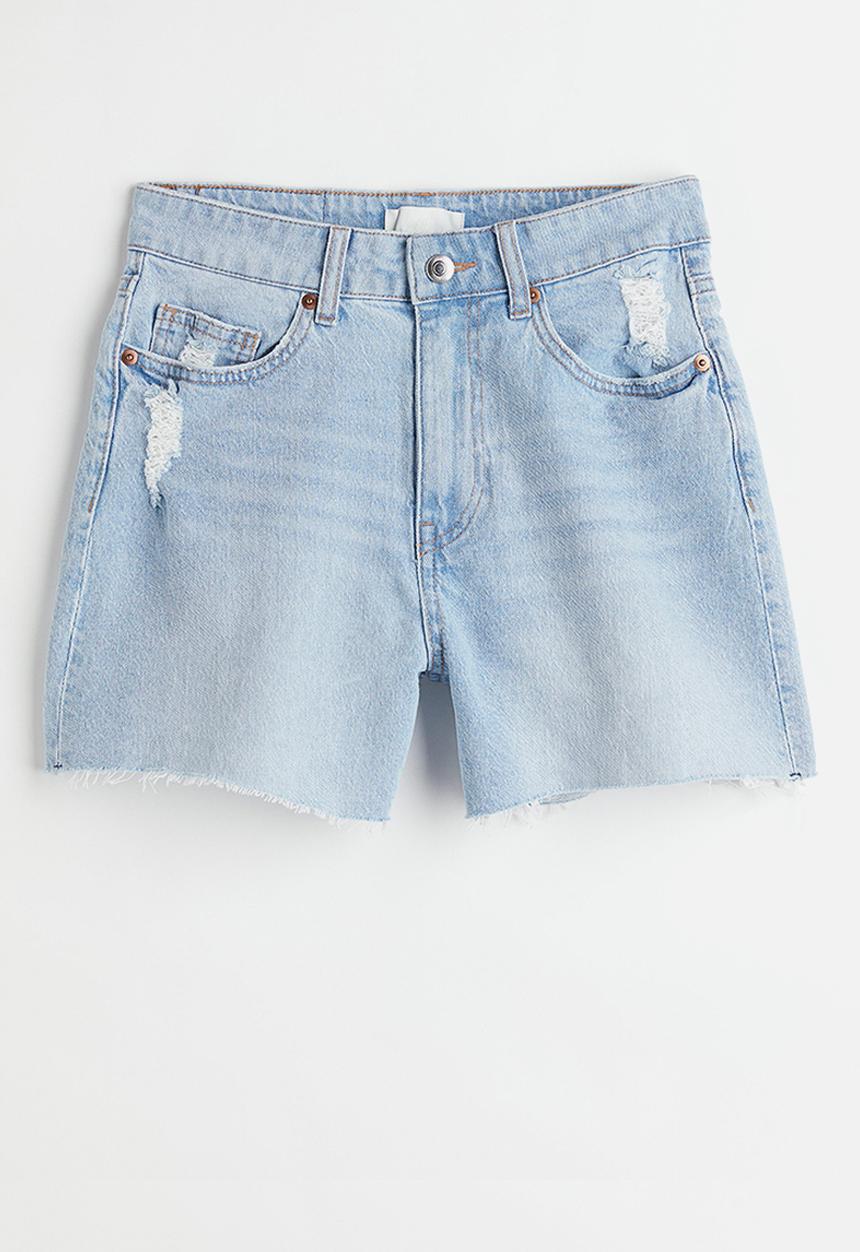 H&M - Denim shorts high waist - light denim blue 