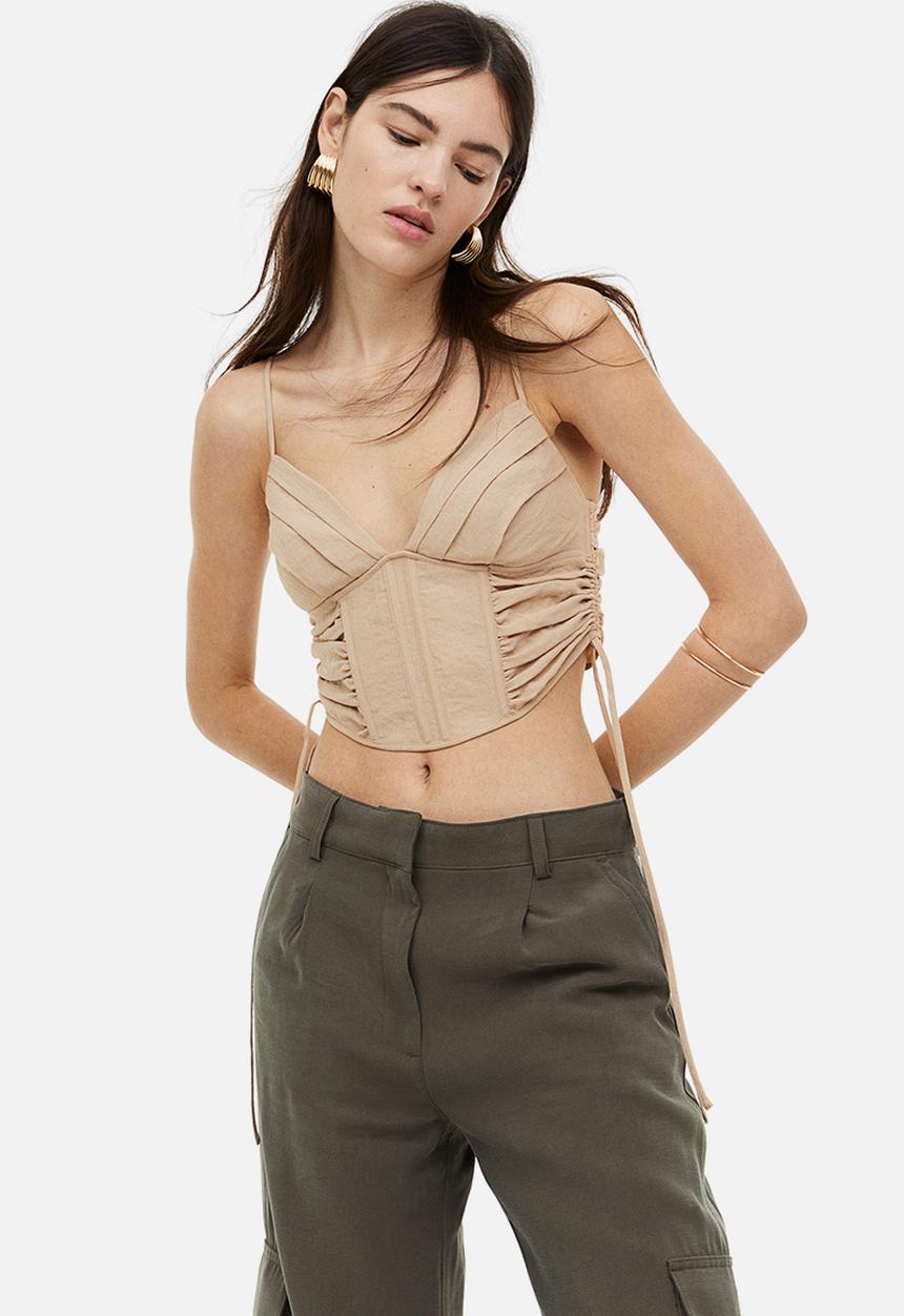 H&M - Cropped corset top - beige