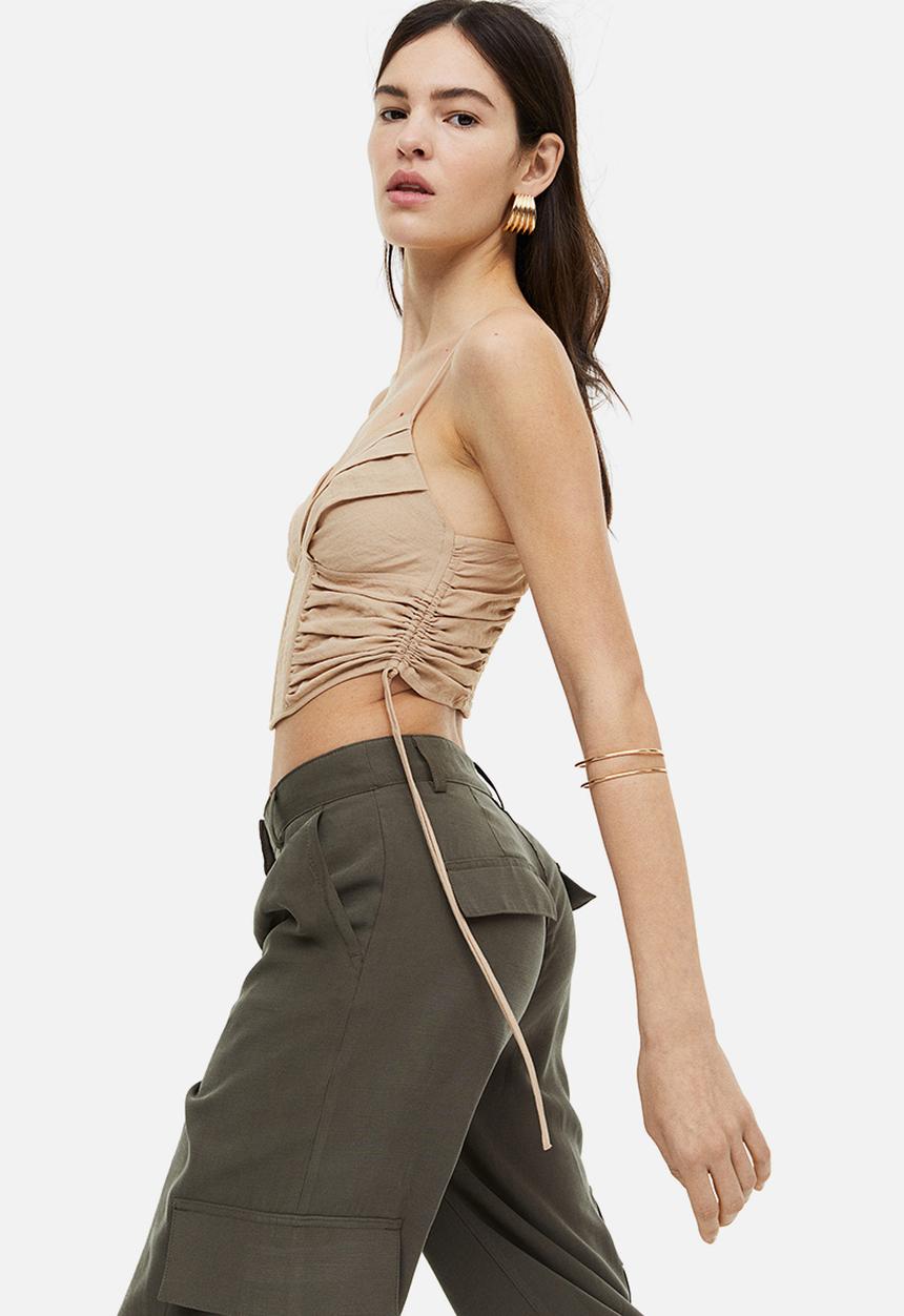 H&M - Cropped corset top - beige