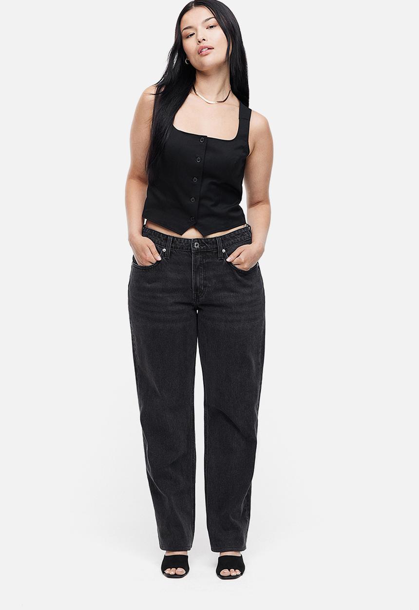 H&M - Curvy fit straight regular jeans - black
