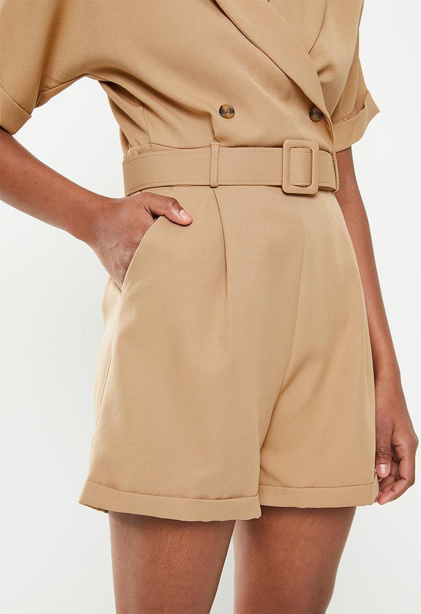 Trendyol - Blazer style short jumpsuit - brown