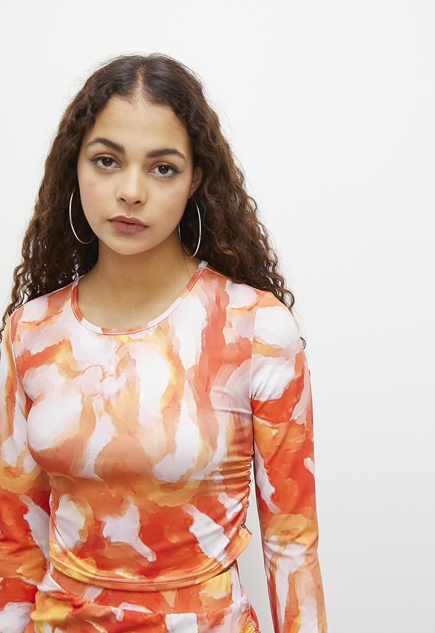 Blake - Co-ord printed top - orange 