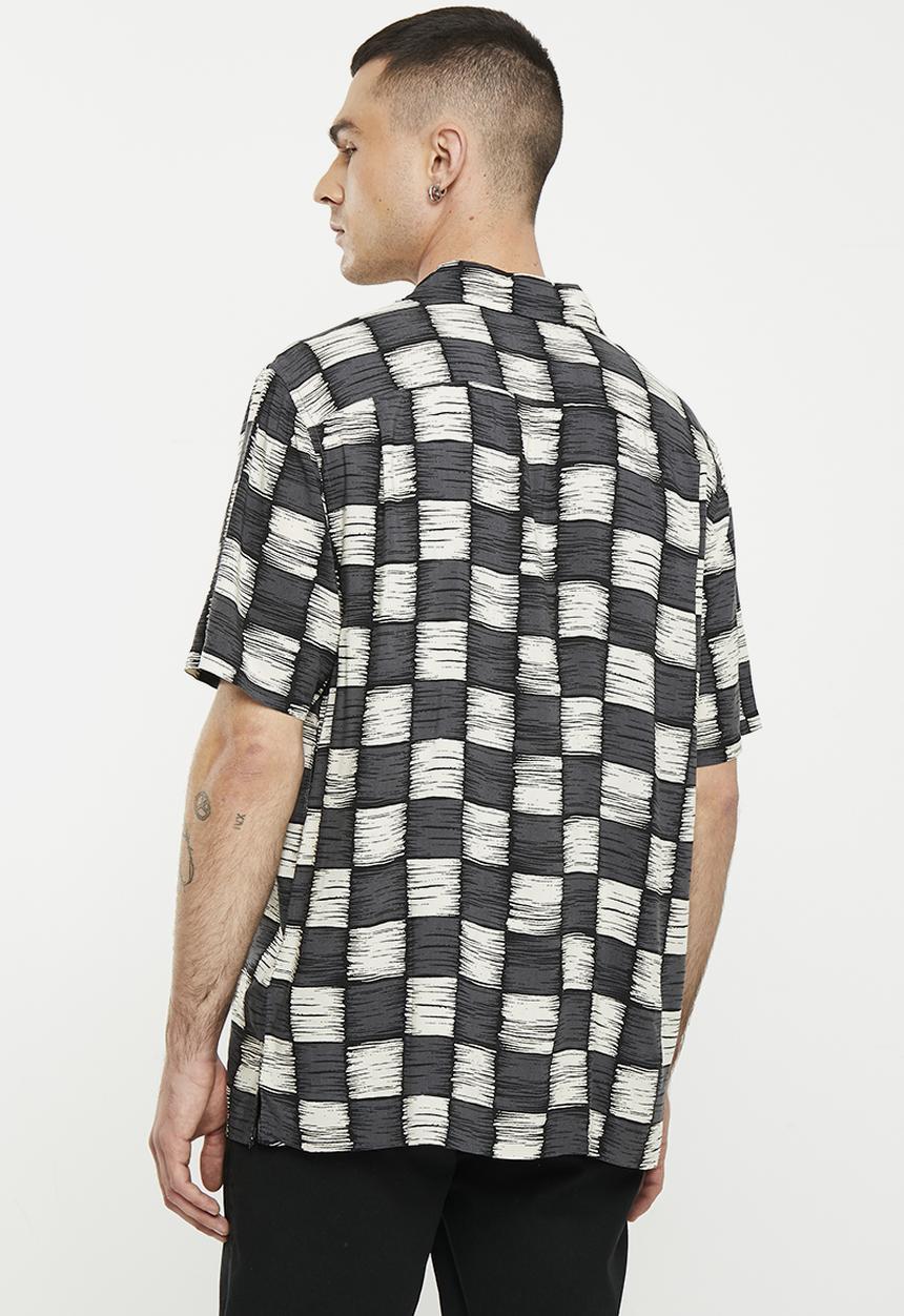 Vans - Moore short sleeve woven asphalt - antique white & black