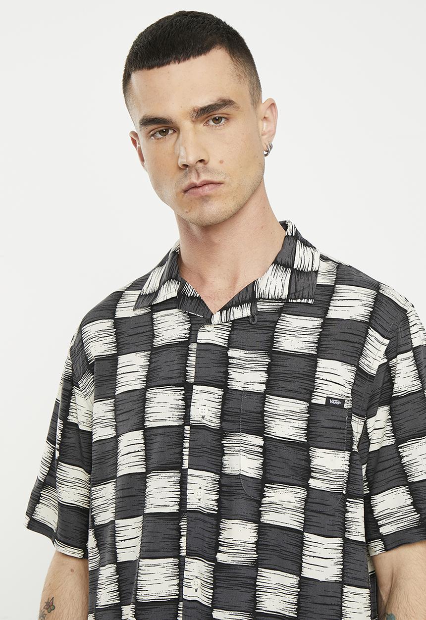 Vans - Moore short sleeve woven asphalt - antique white & black