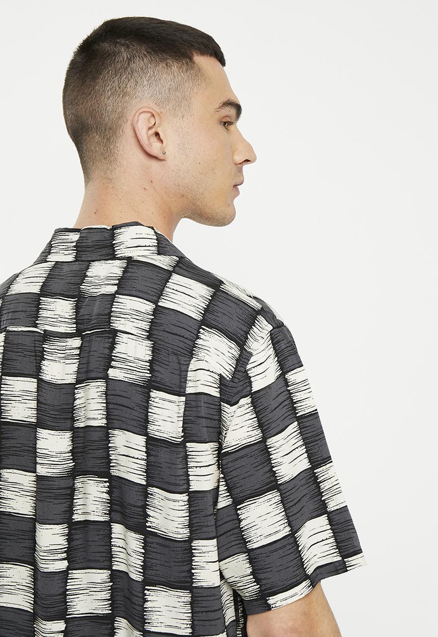 Vans - Moore short sleeve woven asphalt - antique white & black