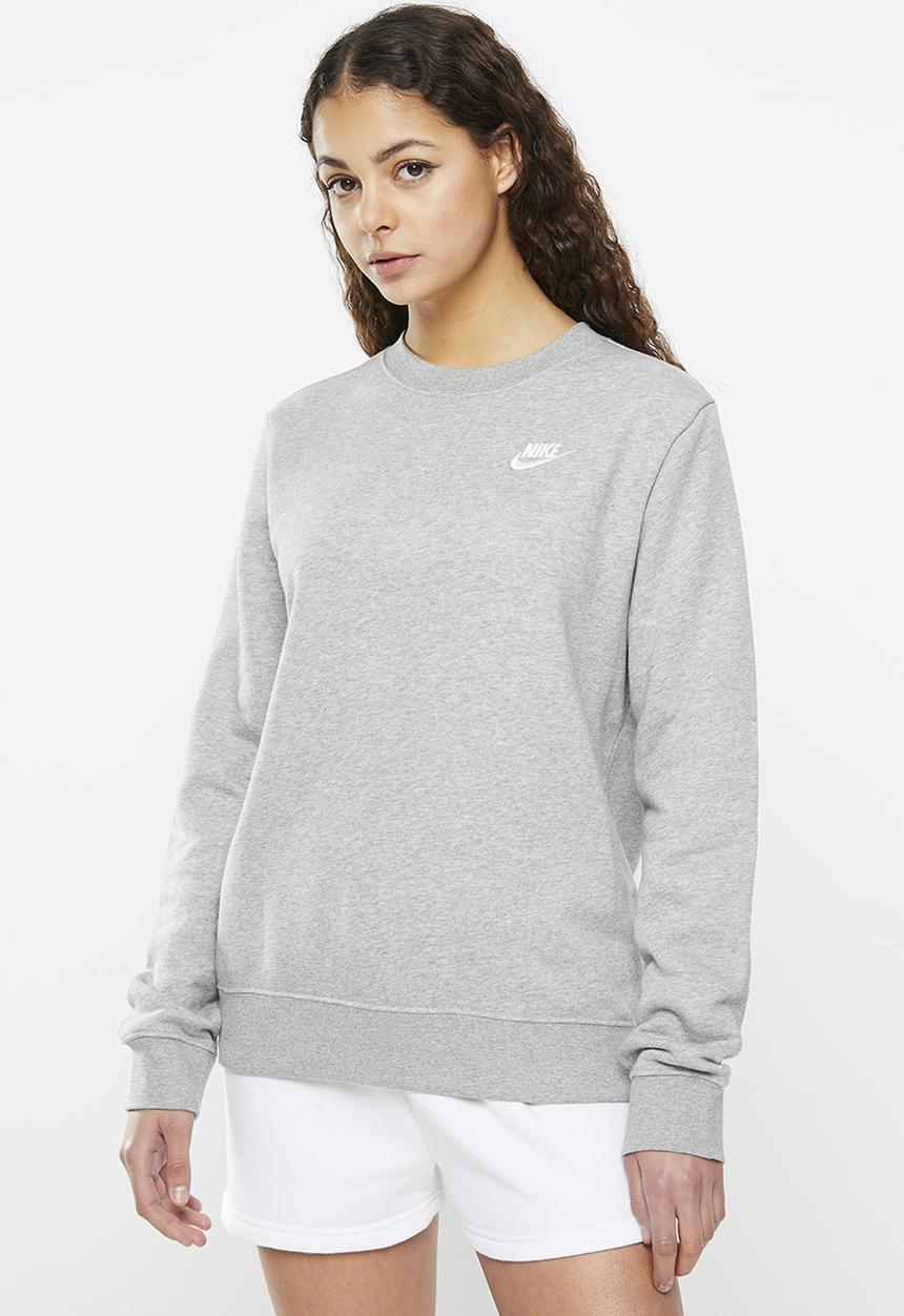 Nike - W nsw club flc crew std - grey & white 