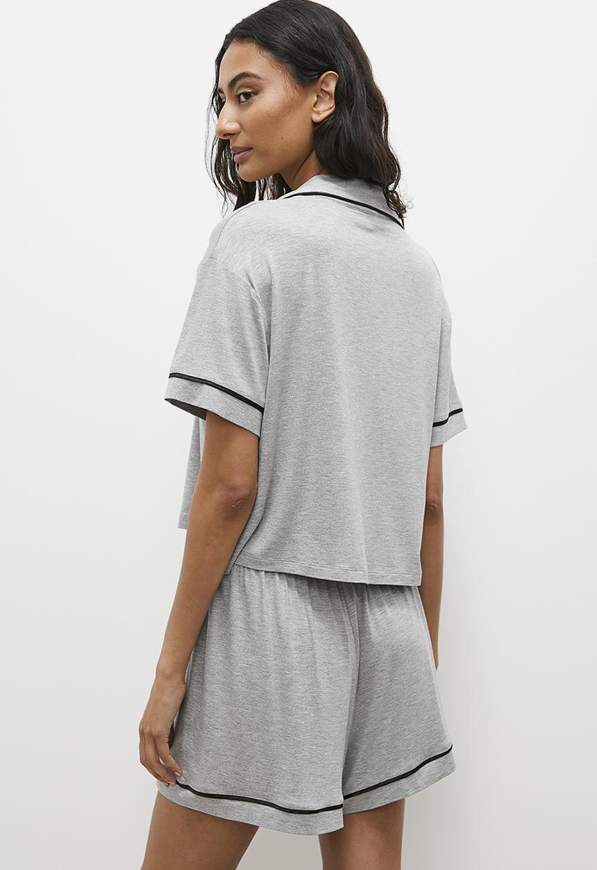 Superbalist - Soft knit piping set - grey mel with black piping