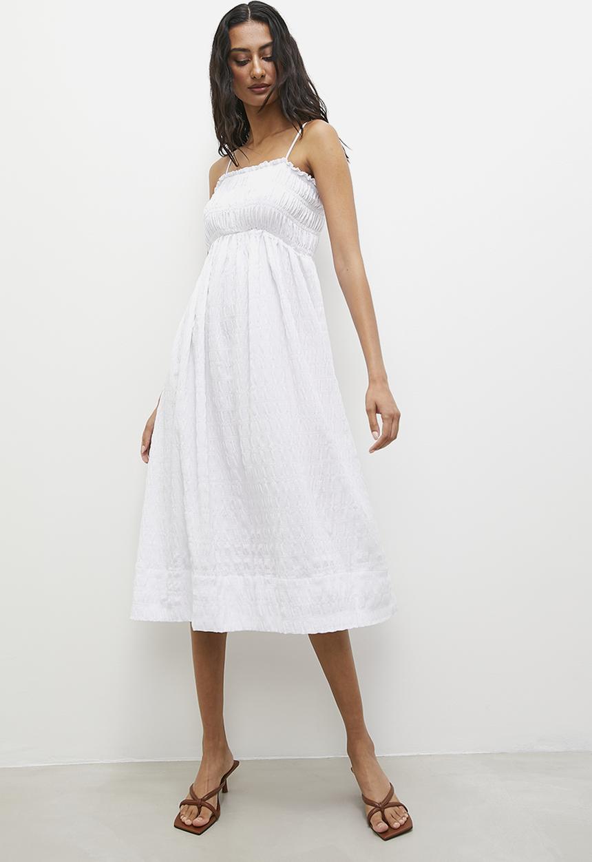 Superbalist - Strappy shirring bodice midi dress - white