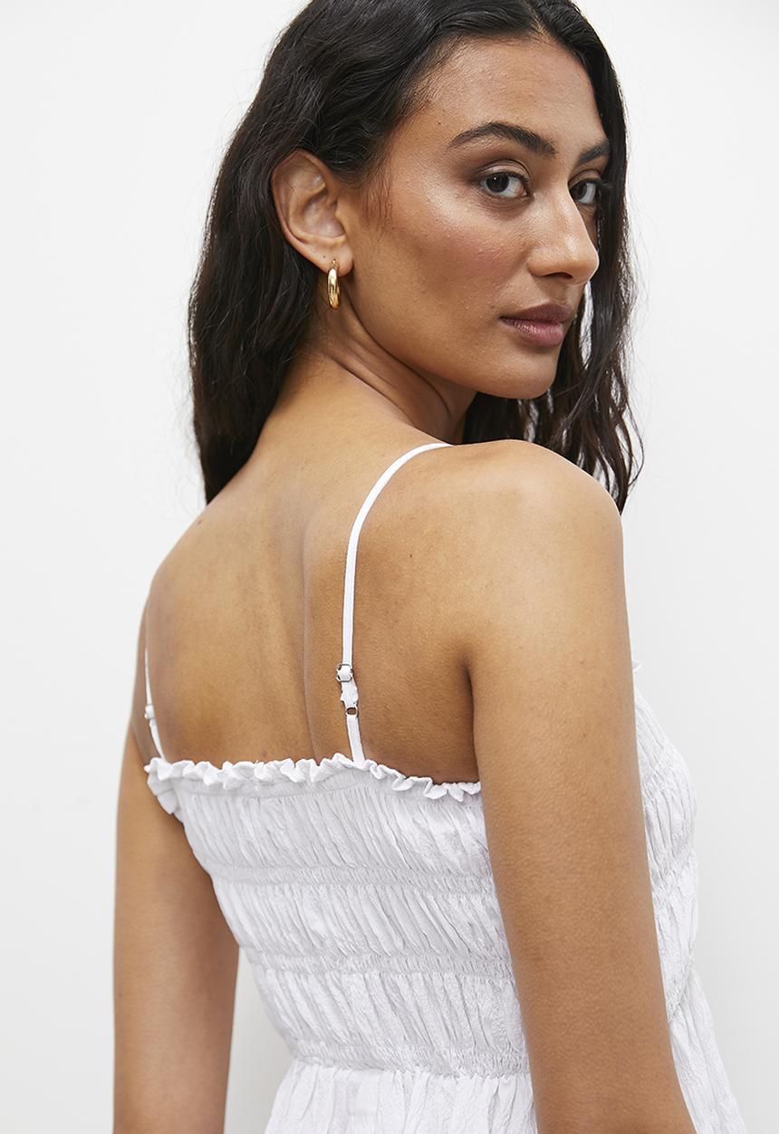 Superbalist - Strappy shirring bodice midi dress - white
