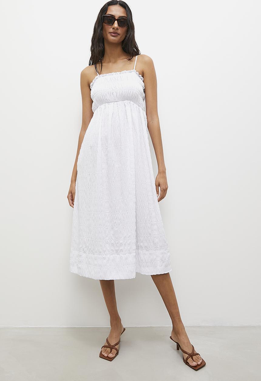 Superbalist - Strappy shirring bodice midi dress - white