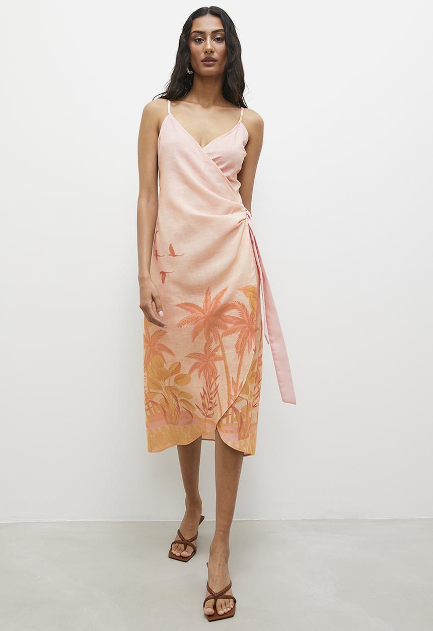 Superbalist - Strappy wrap midi dress - tropical