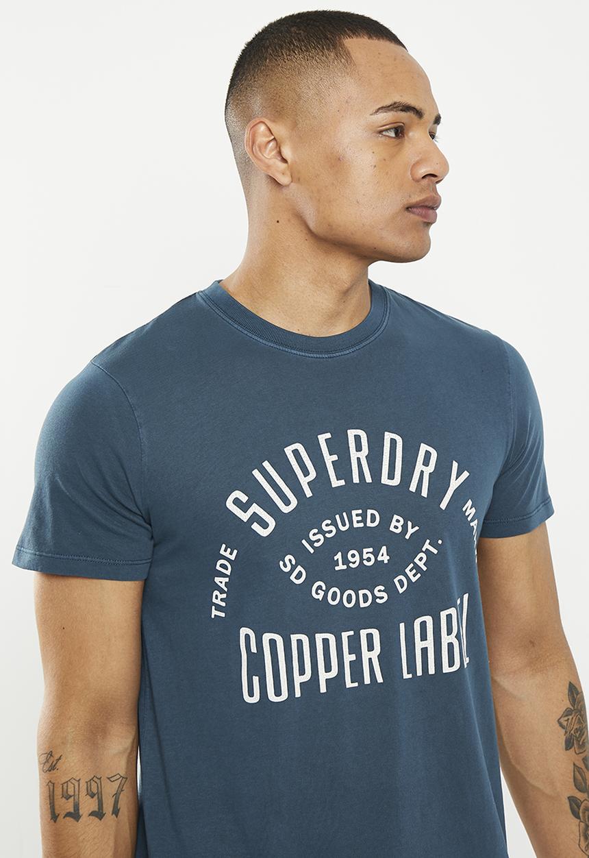 Superdry. - Vintage copper label tee - blue bottle