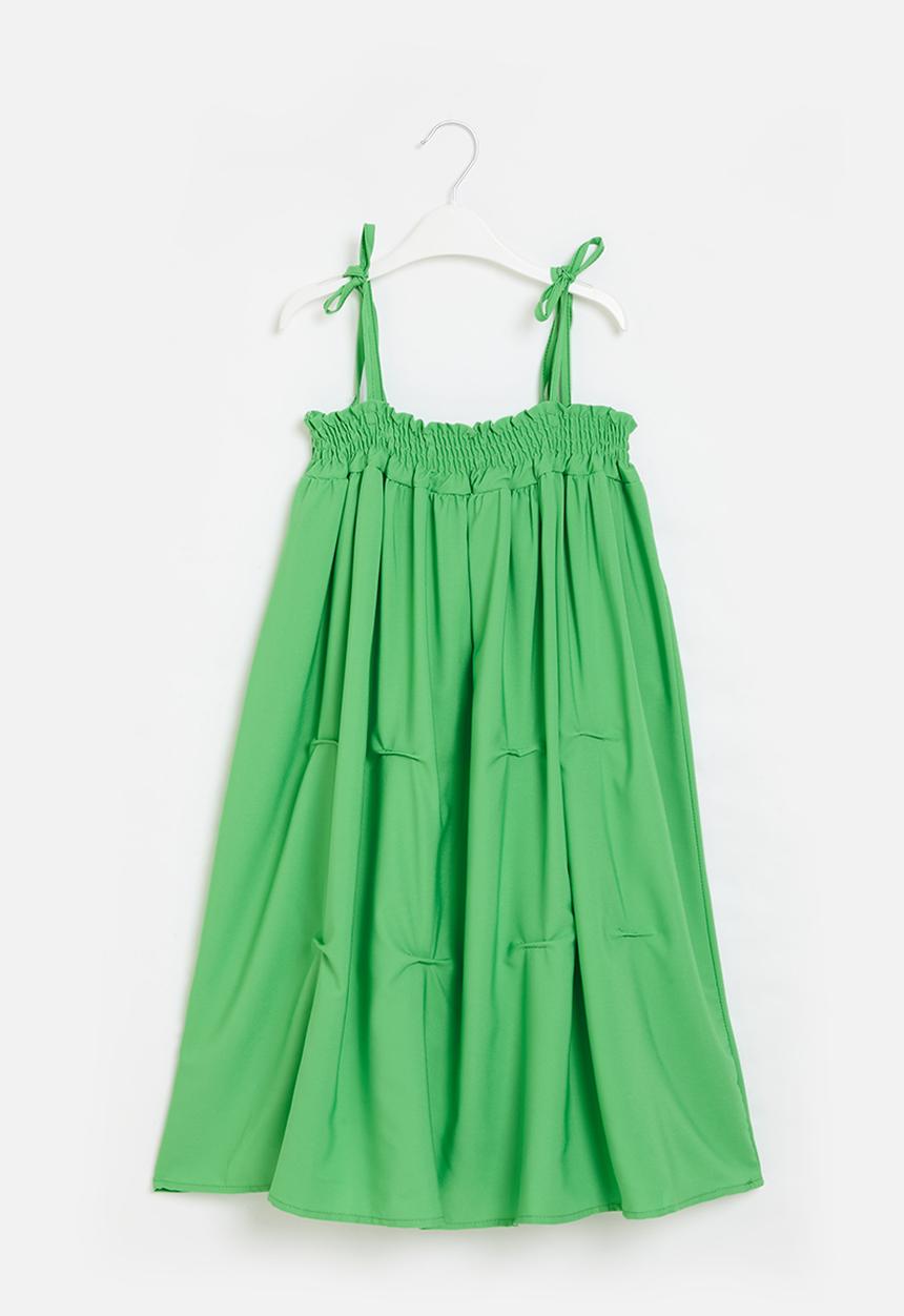 Pop Candy - Girls tie strap dress - green