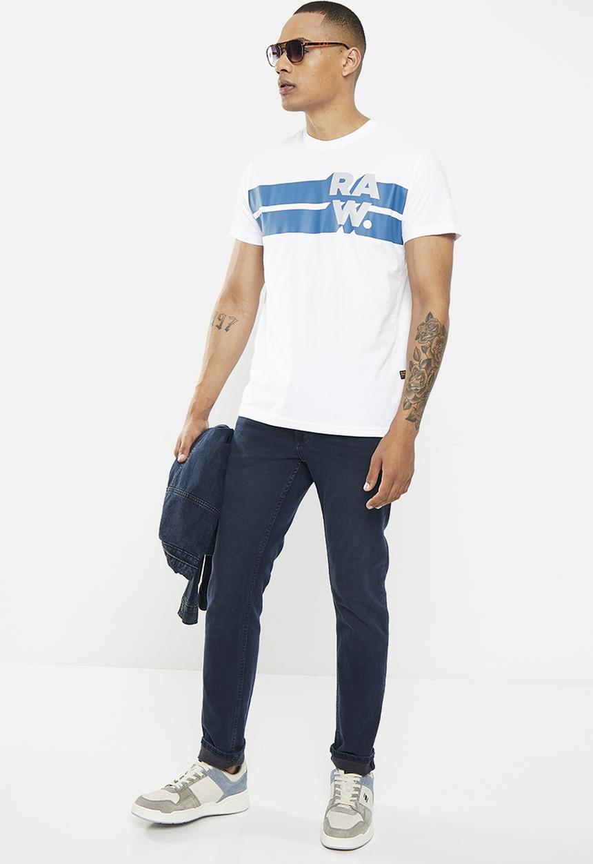 G-STAR - Raw stripe graphic R T short sleeve  - white