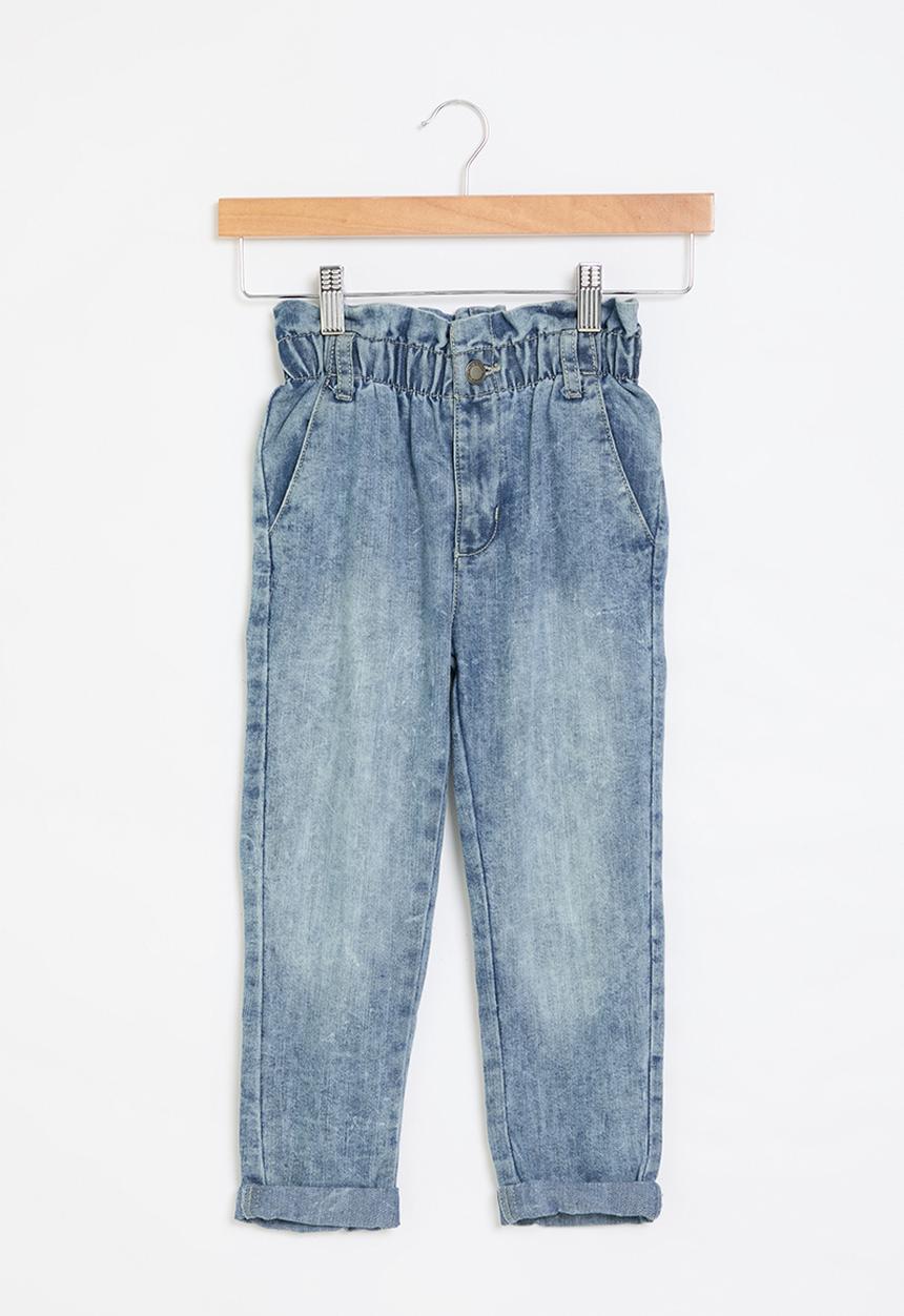 MINOTI - Paperbag waist denim jeans - acid blue