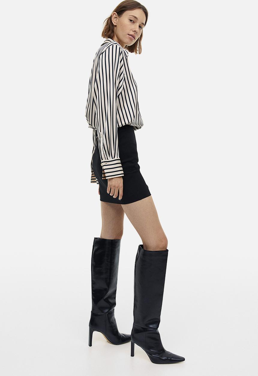 H&M - V-neck blouse - black & white striped