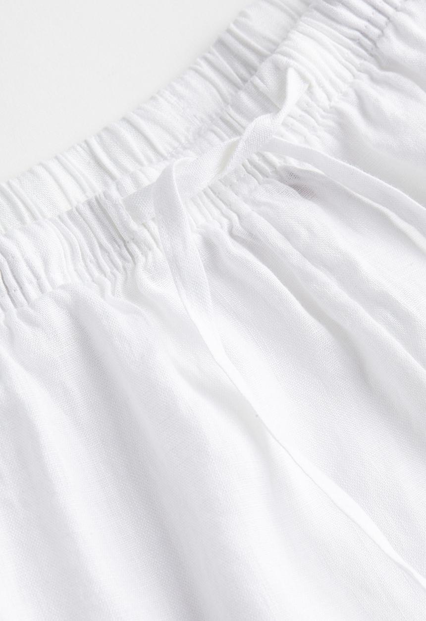 H&M - Wide linen-blend trousers - white
