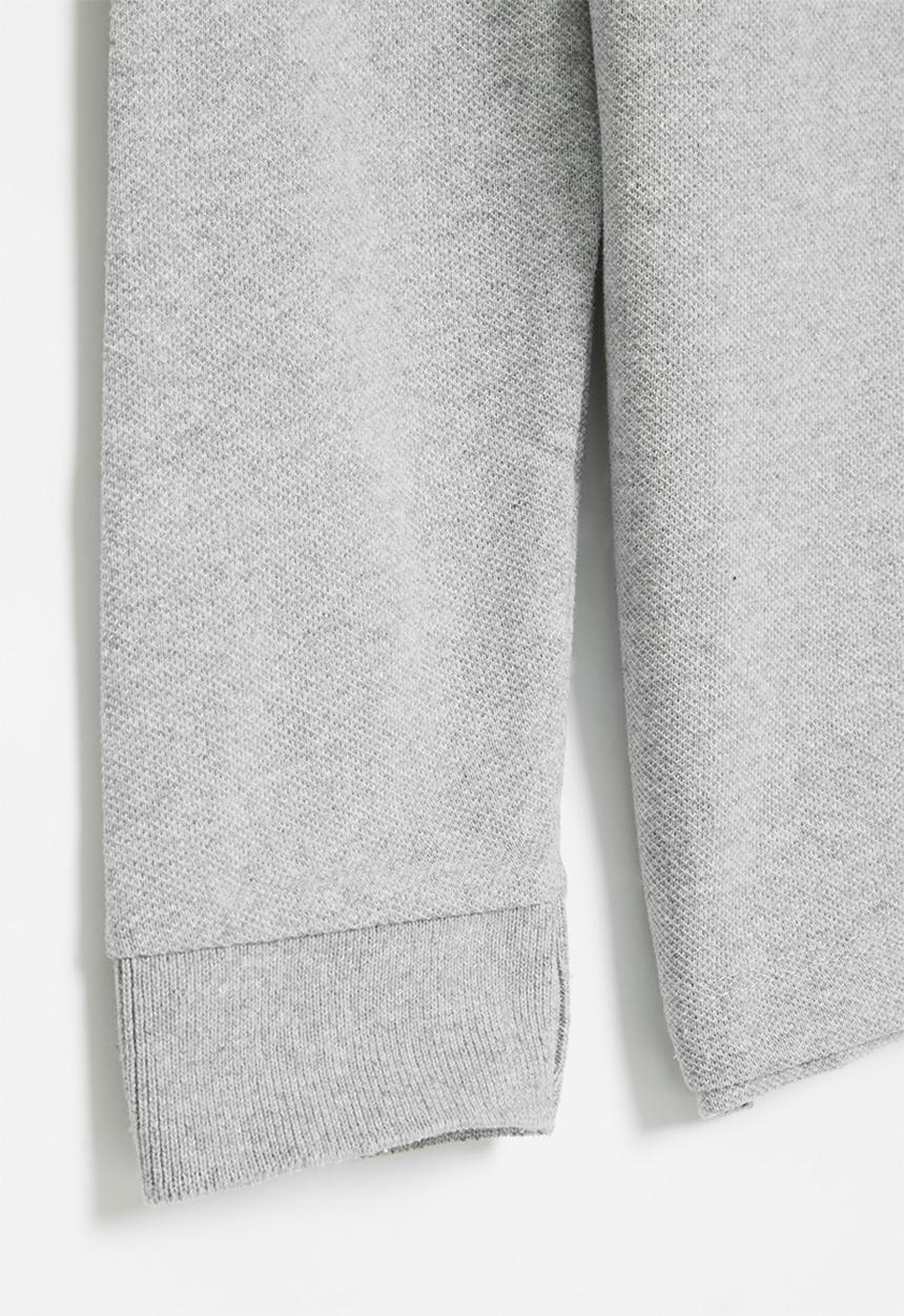 MINOTI - Boys basic long sleeve polo top - grey marle