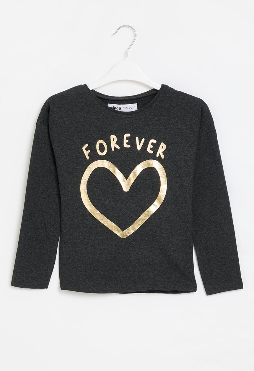 MINOTI - Girls basic graphic long sleeve top - black