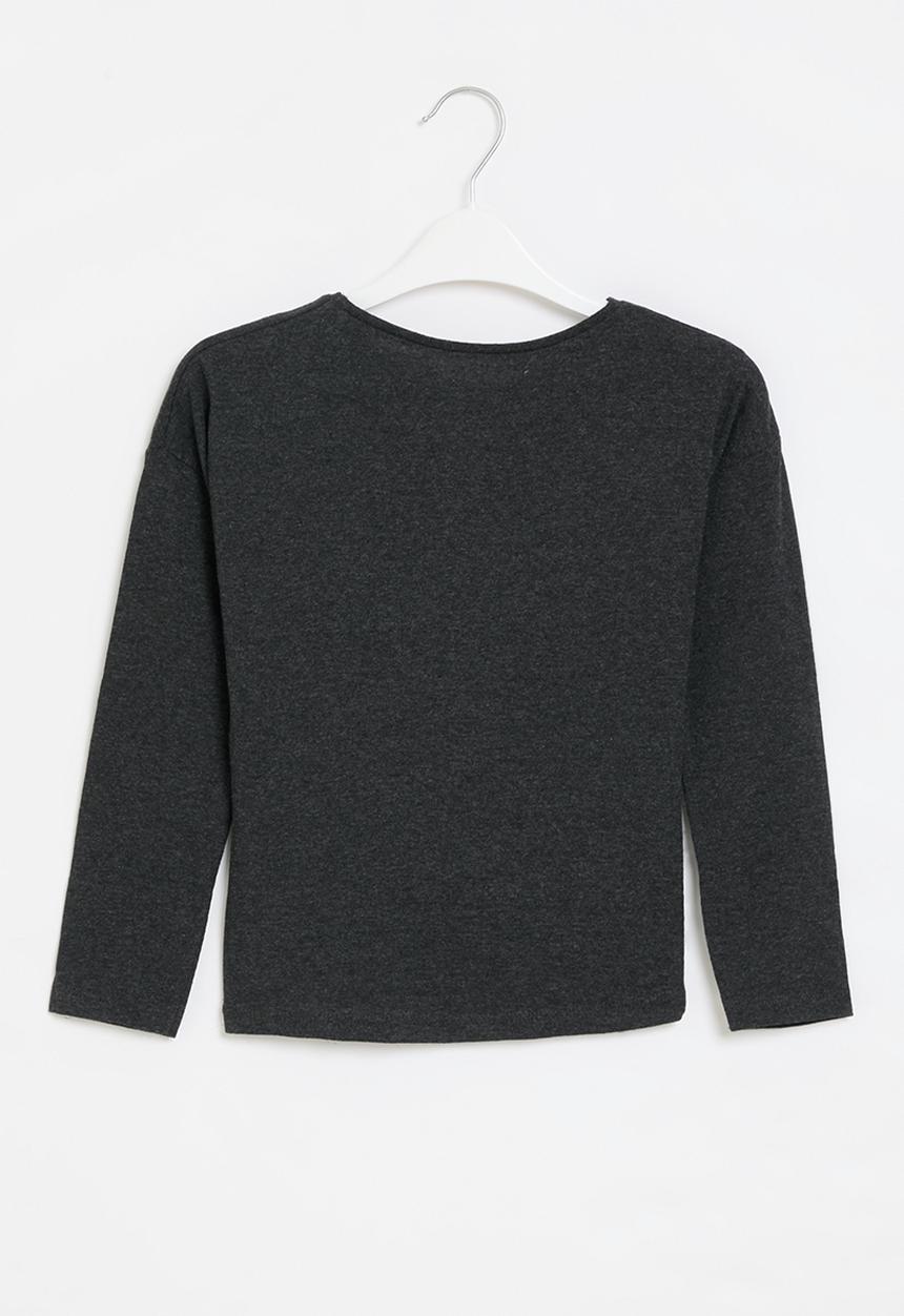 MINOTI - Girls basic graphic long sleeve top - black