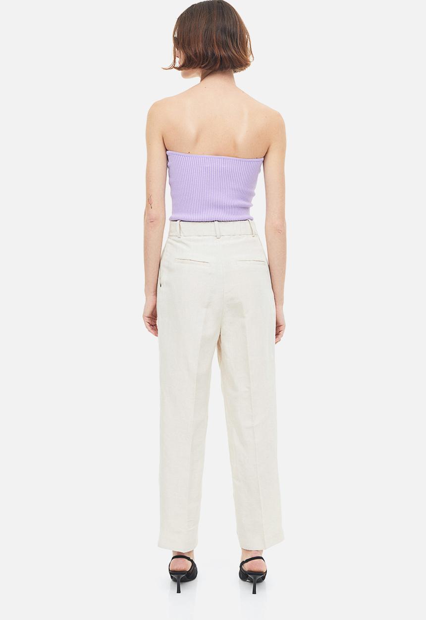 H&M - Tapered linen-blend trousers - light beige 