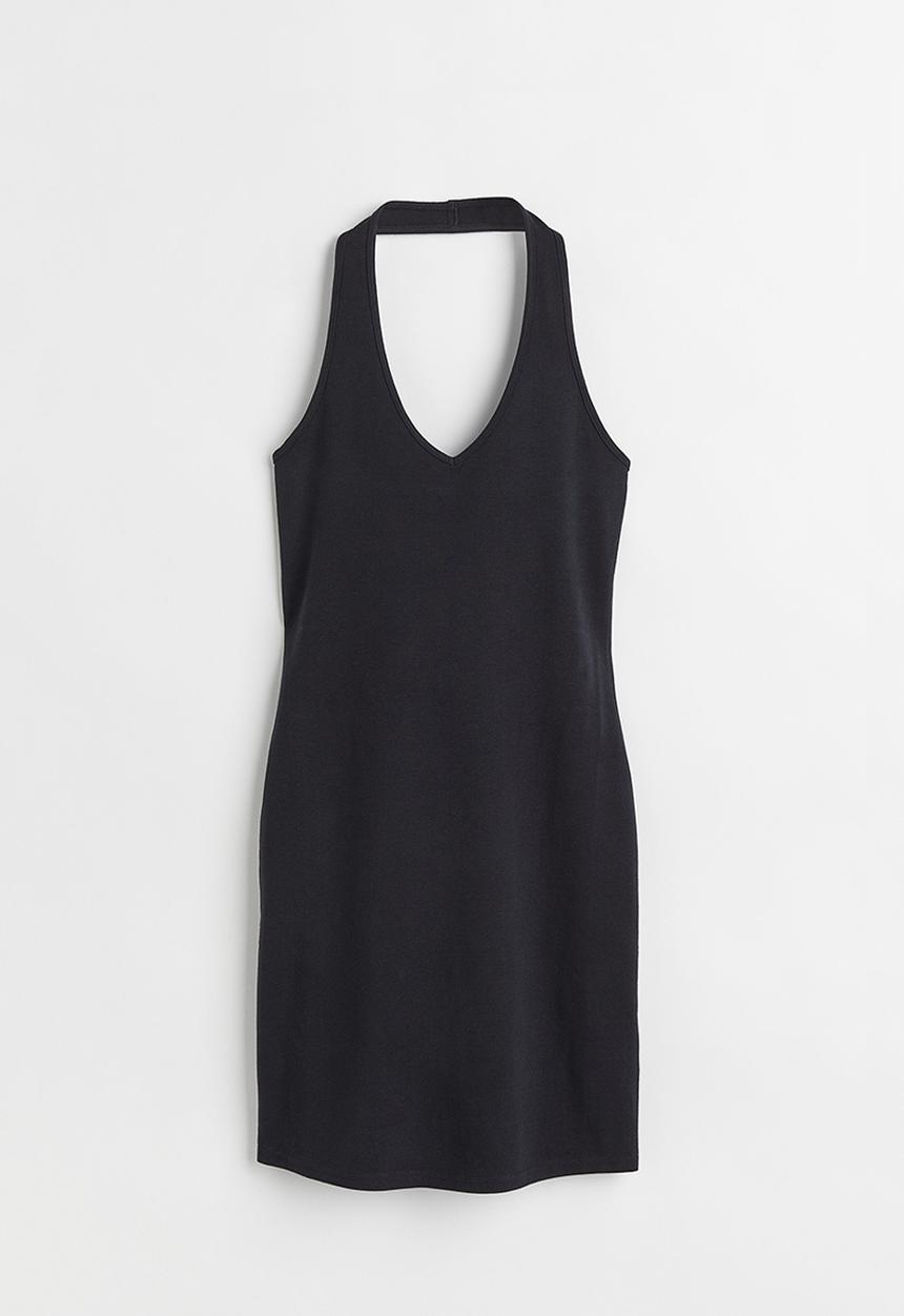 H&M - Cotton halterneck dress - black