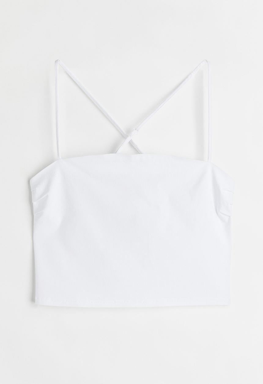 H&M - Cropped bandeau top - white