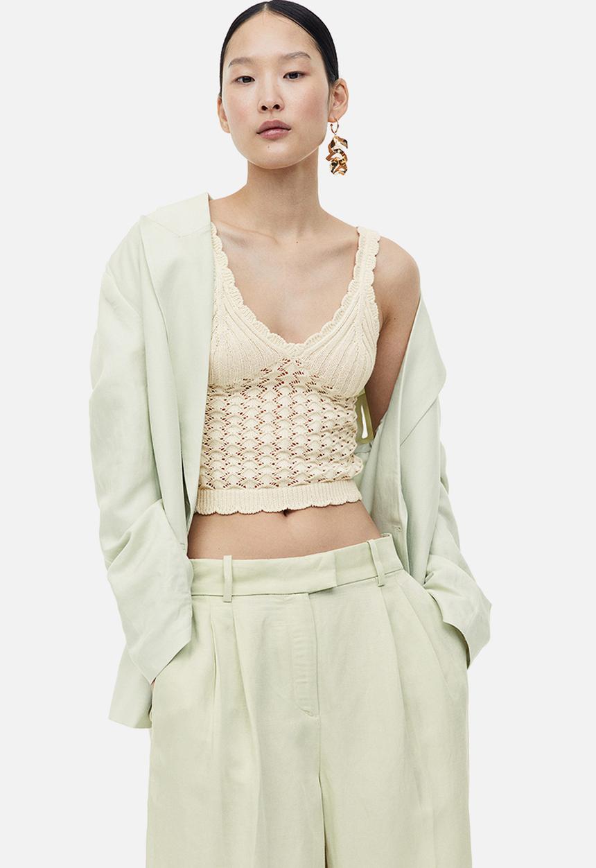 H&M - Crochet-look vest top - cream 