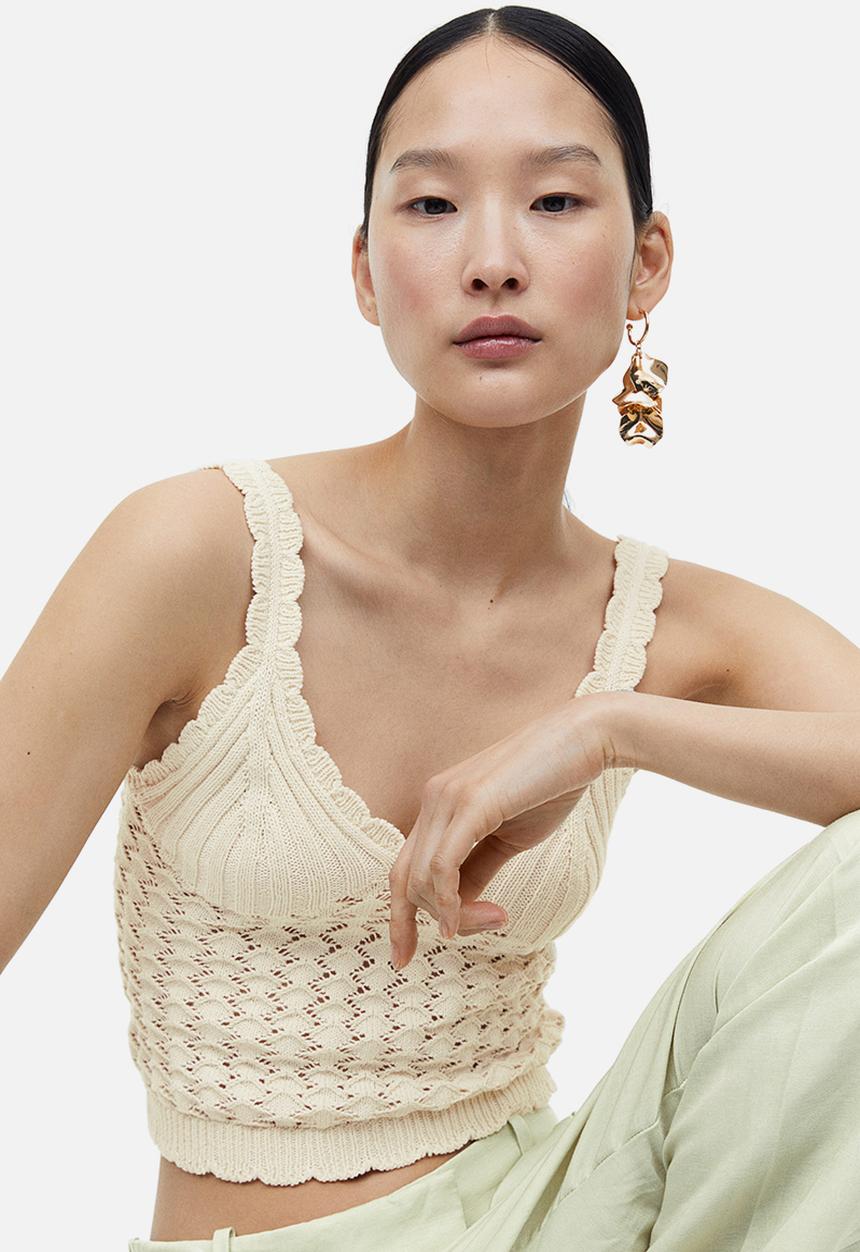 H&M - Crochet-look vest top - cream 