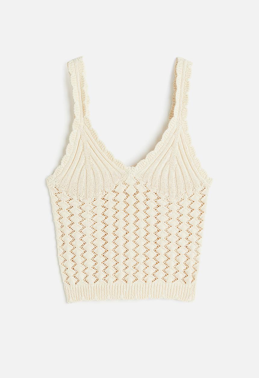 H&M - Crochet-look vest top - cream 