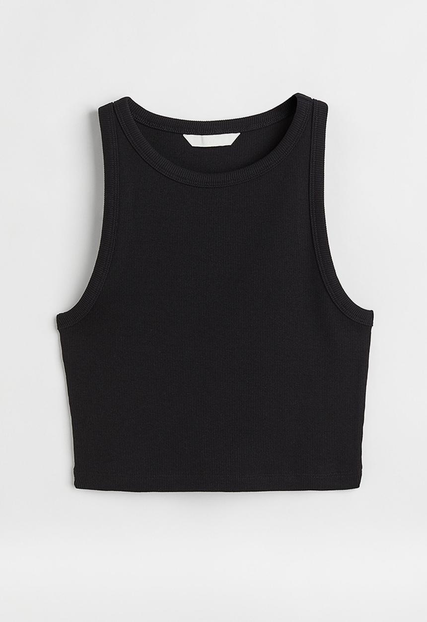 H&M - Cropped vest top - black