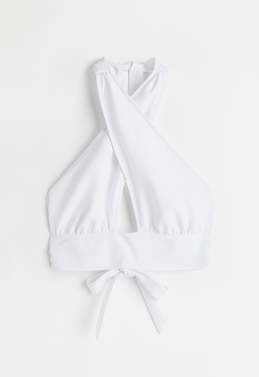 H&M - Halterneck crop top - white