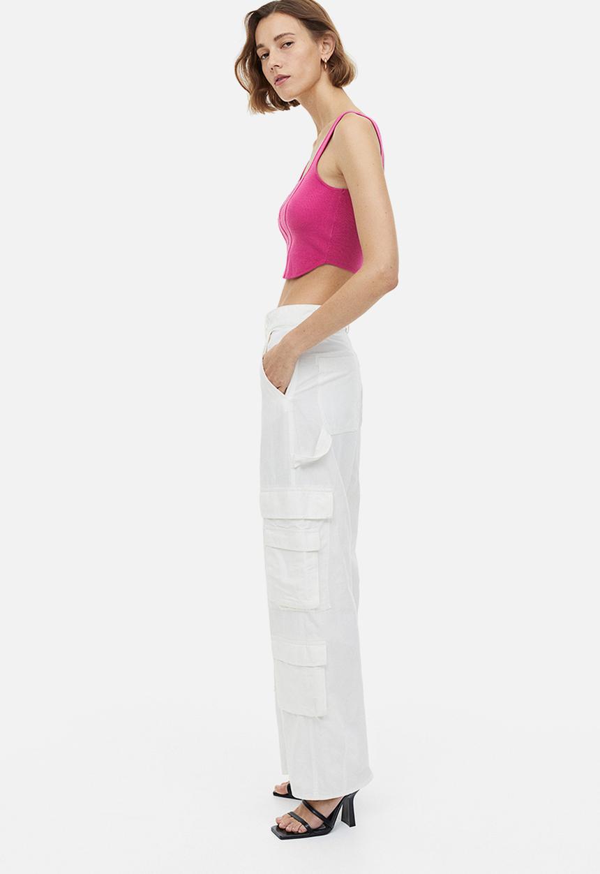 H&M - Fine-knit corset top - cerise 