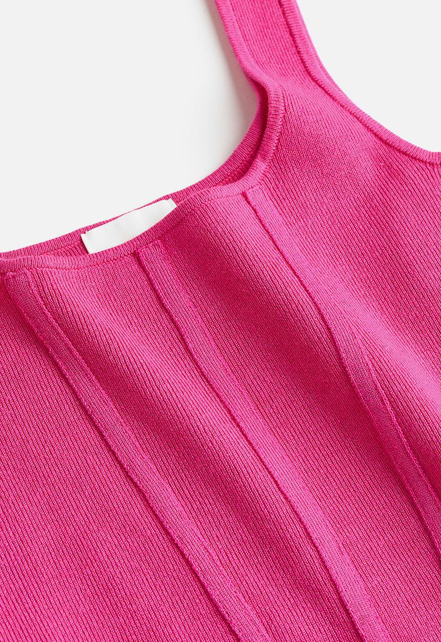 H&M - Fine-knit corset top - cerise 