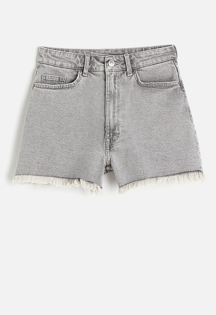 H&M - High-waisted denim shorts - light grey 