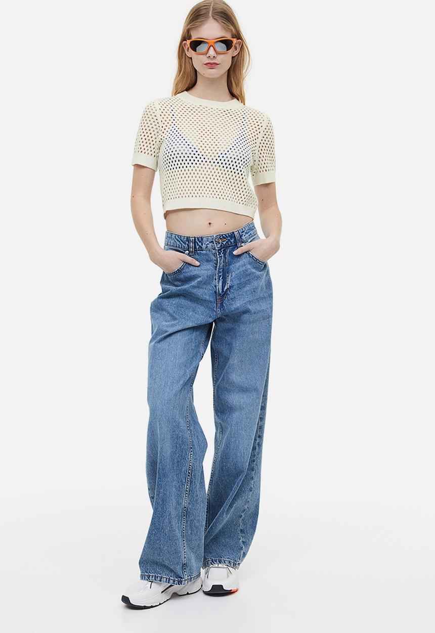 H&M - Hole-knit top - cream 